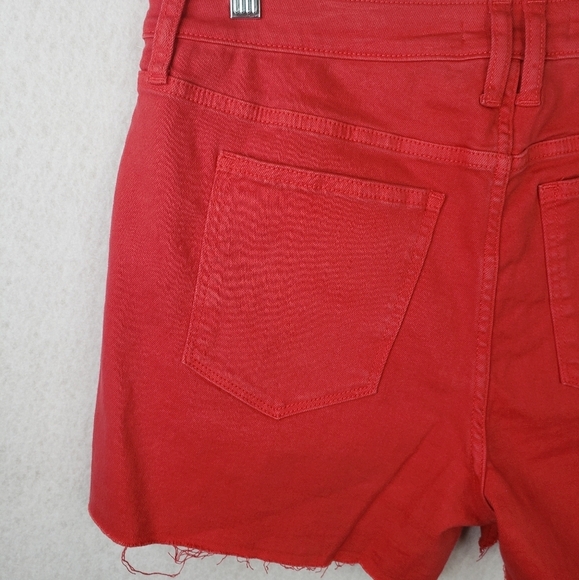 Sam Edelman The Stiletto High Rise Stretch Shorts Cherry Raw Hem Stretch Comfort - Picture 10 of 11